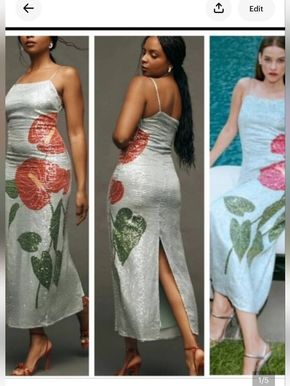 Farm Rio Blue Flowers Sequin Maxidress